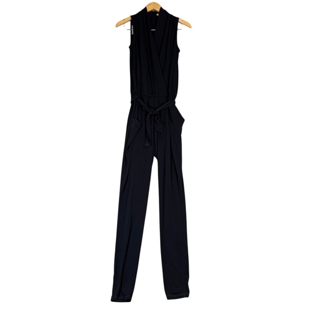 NWT Michael Michael Kors Black Sleeveless Wrap Jumpsuit MB98XN703G S Read